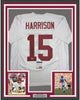 Framed Autographed/Signed Ronnie Harrison 35x39 Alabama White College Football Jersey PSA/DNA COA