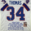 Autographed/Signed Thurman Thomas Buffalo White Stat Football Jersey JSA COA