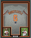 Framed Autographed/Signed Ryan Mountcastle 35x39 Baltimore Grey Baseball Jersey Beckett BAS COA