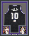 Framed Autographed/Signed Mike Bibby 35x39 Sacramento Black Basketball Jersey PSA/DNA COA
