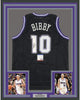 Framed Autographed/Signed Mike Bibby 35x39 Sacramento Black Basketball Jersey PSA/DNA COA