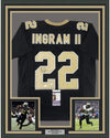 Framed Autographed/Signed Mark Ingram II 35x39 New Orleans Black Football Jersey JSA COA