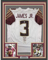 Framed Autographed/Signed Derwin James 35x39 Florida State FSU White College Football Jersey JSA COA