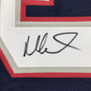 Framed Autographed/Signed Mike Vrabel 35x39 New England Blue Football Jersey Beckett BAS COA
