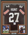 Framed Autographed/Signed Kareem Hunt 35x39 Cleveland Brown Football Jersey PSA/DNA COA