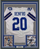 Framed Autographed/Signed Mel Renfro HOF 96 35x39 Dallas White Football Jersey JSA COA