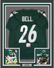 Framed Autographed/Signed Le'Veon LeVeon Bell 35x39 New York Green Football Jersey PSA/DNA COA