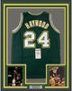 Framed Autographed/Signed Spencer Haywood HOF 15 35x39 Seattle Green Basketball Jersey JSA COA