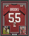 Framed Autographed/Signed Derrick Brooks 35x39 Tampa Bay Red Football Jersey JSA COA
