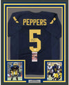 Framed Autographed/Signed Jabrill Peppers 35x39 Michigan Blue College Football Jersey JSA COA
