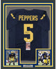 Framed Autographed/Signed Jabrill Peppers 35x39 Michigan Blue College Football Jersey JSA COA
