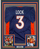 Framed Autographed/Signed Drew Lock Denver Blue Football Jersey Beckett BAS COA