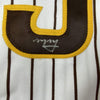 Framed Autographed/Signed Manny Machado 35x39 San Diego Pinstripe Baseball Jersey Beckett BAS COA