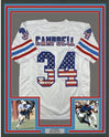 Framed Autographed/Signed Earl Campbell 35x39 Houston White USA Football Jersey Beckett BAS COA