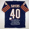 Autographed/Signed Gale Sayers Chicago Blue Stat Football Jersey PSA/DNA COA