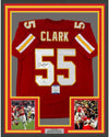 Framed Autographed/Signed Frank Clark 35x39 Kansas City Red Football Jersey PSA/DNA COA