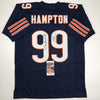 Autographed/Signed Dan Hampton HOF 2002 Chicago Blue Football Jersey JSA COA