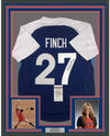 Framed Autographed/Signed Jennie Finch USA 35x39 Blue Team United States Softball Jersey JSA COA