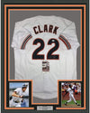 Framed Autographed/Signed Will Clark 35x39 San Francisco White Baseball Jersey JSA COA