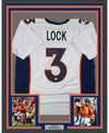 Framed Autographed/Signed Drew Lock Denver White Football Jersey Beckett BAS COA