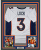Framed Autographed/Signed Drew Lock Denver White Football Jersey Beckett BAS COA