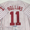Autographed/Signed Jimmy Rollins Philadelphia Pinstripe Baseball Jersey Beckett BAS COA