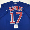 Autographed/Signed Kris Bryant Chicago Blue Baseball Jersey Beckett BAS COA