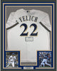 Framed Autographed/Signed Christian Yelich 35x39 Milwaukee Brewers White Cool Base Baseball Jersey Steiner Sports COA