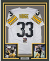 Framed Autographed/Signed Merril Hoge 35x39 Pittsburgh White Football Jersey JSA COA