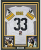Framed Autographed/Signed Merril Hoge 35x39 Pittsburgh White Football Jersey JSA COA