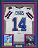Framed Autographed/Signed Stefon Diggs 35x39 Buffalo White Football Jersey Beckett BAS COA