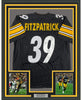 Framed Autographed/Signed Minkah Fitzpatrick 35x39 Pittsburgh Black Football Jersey Beckett BAS COA