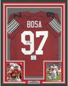 Framed Autographed/Signed Joey Bosa 35x39 Ohio State Red College Football Jersey Beckett BAS COA