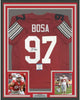 Framed Autographed/Signed Joey Bosa 35x39 Ohio State Red College Football Jersey Beckett BAS COA