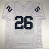Autographed/Signed Saquon Barkley Penn State White College Football Jersey Beckett BAS COA