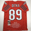 Autographed/Signed Mike Ditka Chicago Orange Stat Football Jersey JSA COA