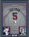 Framed Autographed/Signed Freddie Freeman 35x39 Atlanta Grey Baseball Jersey JSA COA