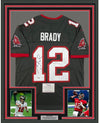 Framed Autographed/Signed Tom Brady 35x39 Tampa Bay Buccaneers Pewter Grey Authentic Nike Limited Football Jersey Fanatics COA
