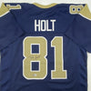 Autographed/Signed Torry Holt St. Louis Dark Blue Football Jersey Beckett BAS COA