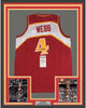 Framed Autographed/Signed Spud Webb 35x39 Atlanta Red Basketball Jersey JSA COA