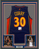 Framed Autographed/Signed Stephen Steph Curry 35x39 Golden State Blue Rookie Basketball Jersey PSA/DNA COA
