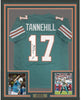 Framed Autographed/Signed Ryan Tannehill 35x39 Miami Dolphins Teal Football Jersey Tristar COA Holo Only
