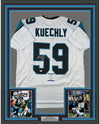 Framed Autographed/Signed Luke Kuechly 35x39 Carolina White Football Jersey Beckett BAS COA