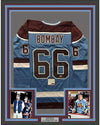 Framed Autographed/Signed Emilio Esteves Gordon Bombay 35x39 D2 The Mighty Ducks Minnehaha Waves Hockey Jersey PSA/DNA COA
