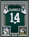 Framed Autographed/Signed Sam Darnold 35x39 New York Green Rookie Football Jersey Beckett BAS COA