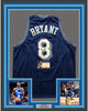 Framed Autographed/Signed Kobe Bryant 35x39 Los Angeles LA Retro Blue Basketball Jersey PSA/DNA COA