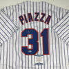 Autographed/Signed Mike Piazza New York NY Pinstripe Baseball Jersey Beckett BAS COA