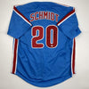 Autographed/Signed Mike Schmidt Philadelphia Retro Blue Baseball Jersey GTSM COA Hologram Only