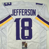 Autographed/Signed Justin Jefferson Minnesota White Football Jersey JSA COA