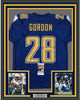 Framed Autographed/Signed Melvin Gordon 35x39 Los Angeles LA Color Rush Football Jersey JSA COA